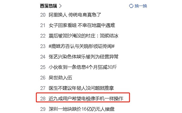 近九成用户希望电视像手机一样操作便捷，现在如你们所愿